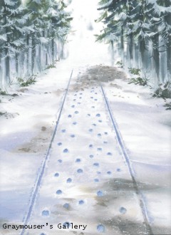 footprints in snow background