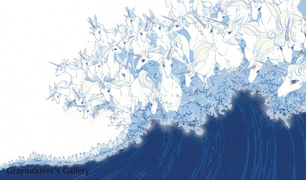 unicorn wave with background cel
