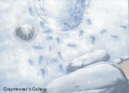 snowy footprints background