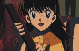 small rin smiling at sesshoumaru screencap